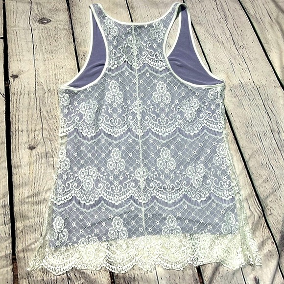Maurices Lavender Racerback Tank Top with White Lace Overlay - Size Medium - Picture 11 of 15